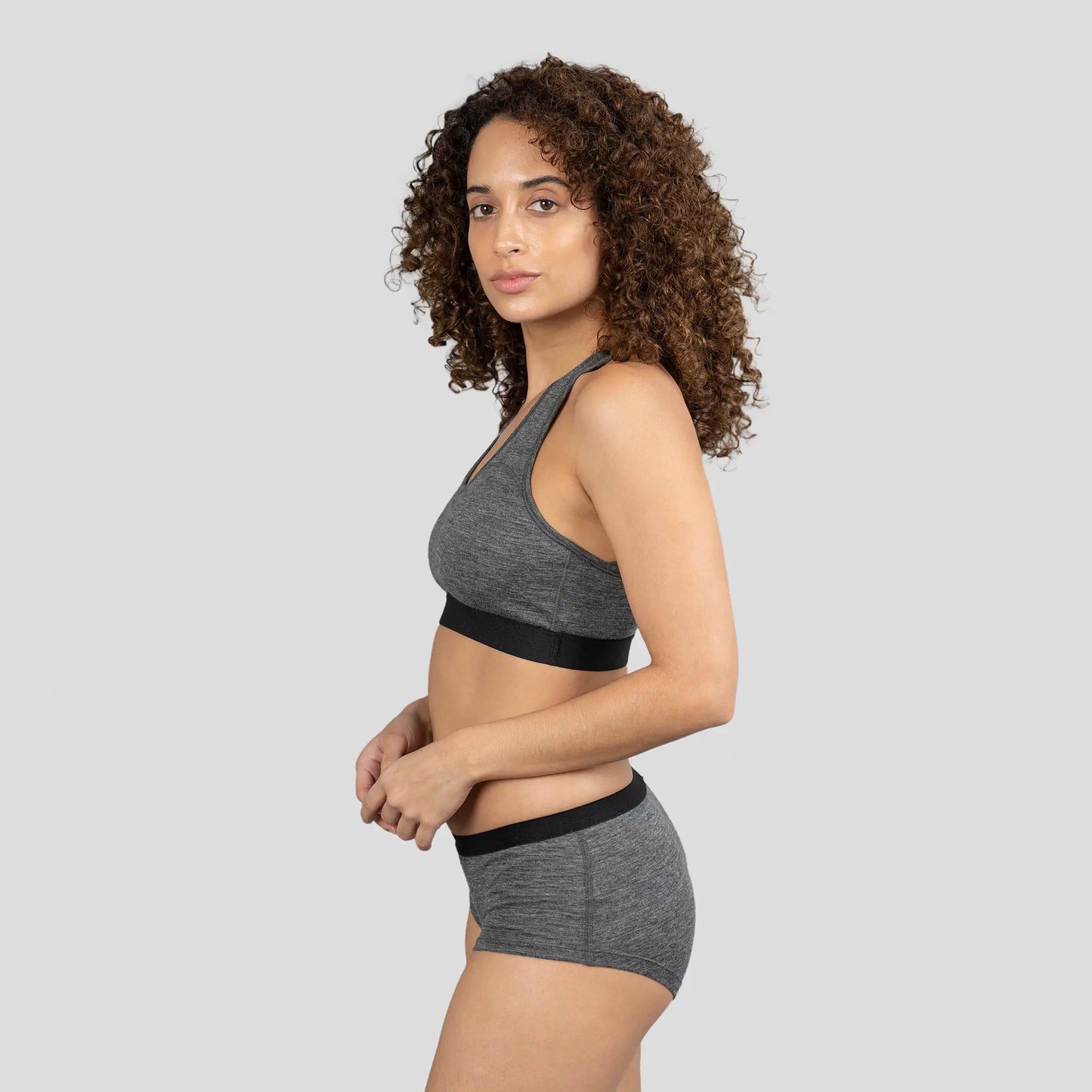 Women's Alpaca Wool Sports Bra: 160 Ultralight color Gray