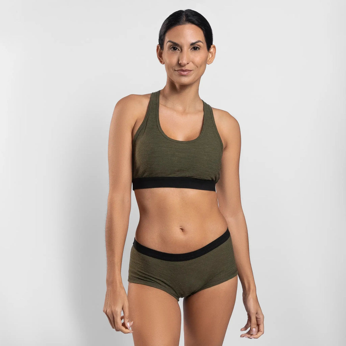 Women's Alpaca Wool Sports Bra: 160 Ultralight color Green