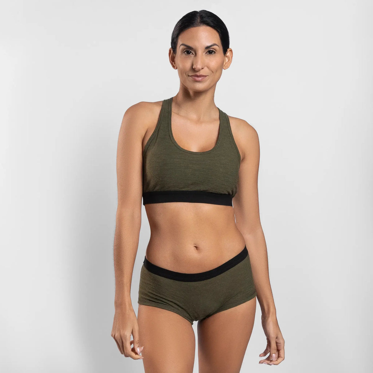 womens chemical free sports bra ultralight color green