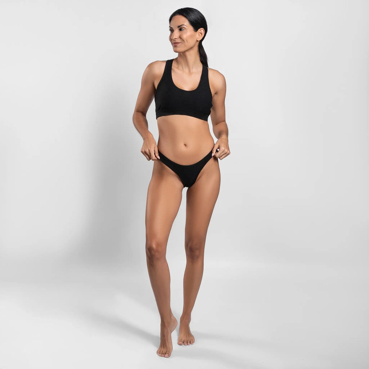 Women's Alpaca Wool Thong: 160 Ultralight color Black