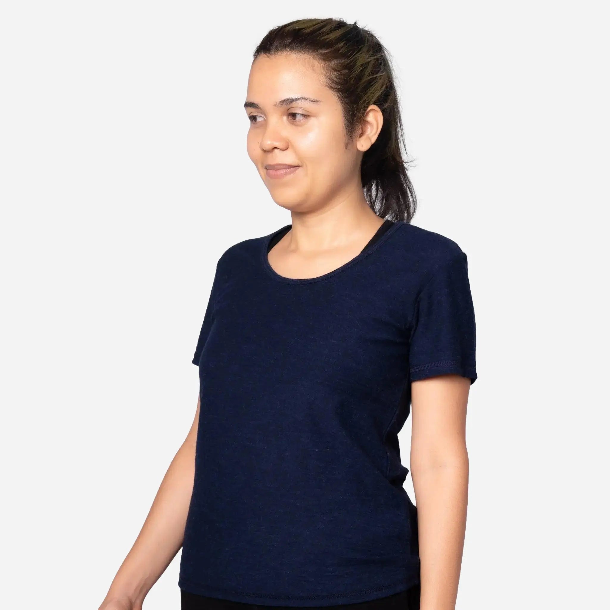 womens crew neck relaxed fit breathable color navy blue