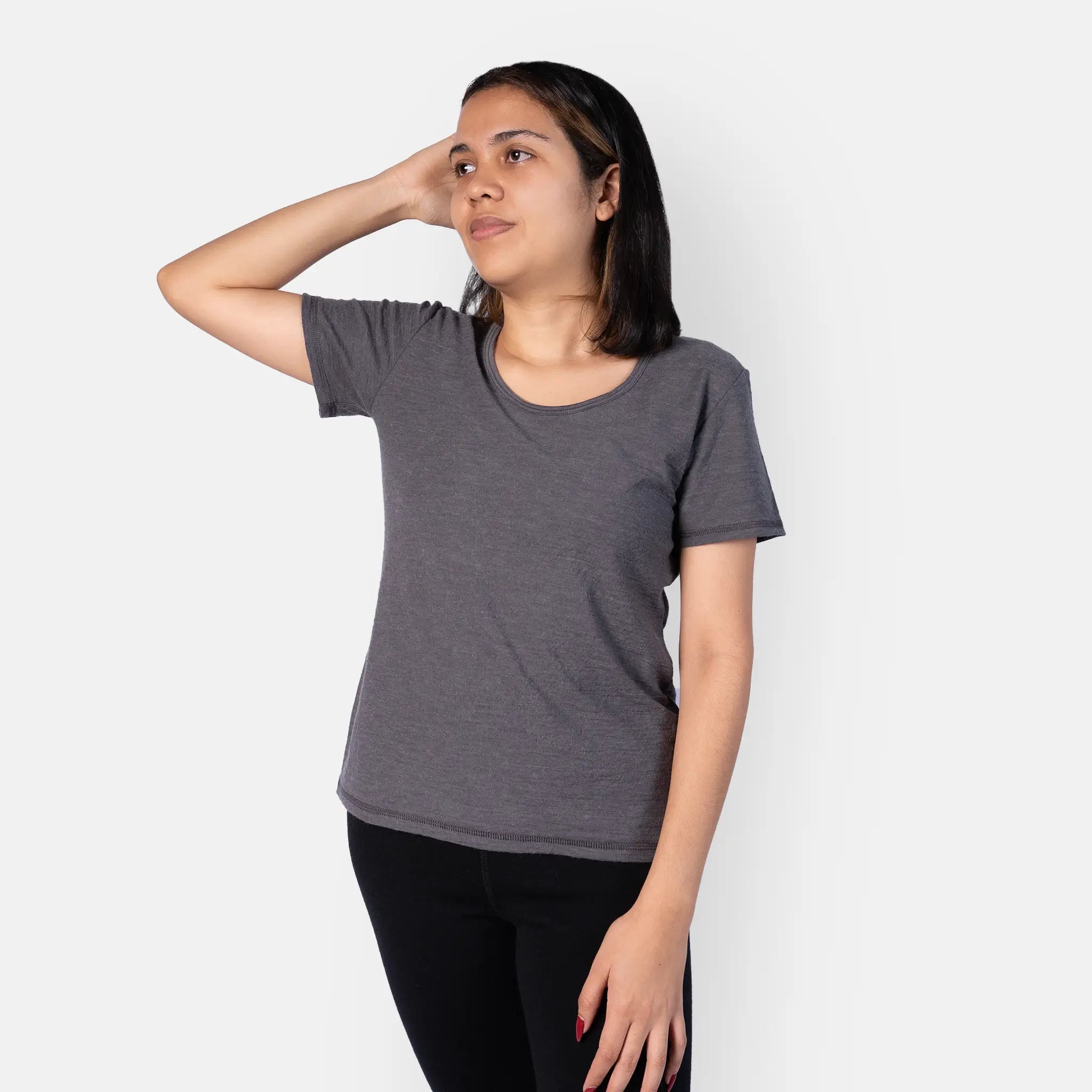 womens crew neck relaxed fit ecological color gray