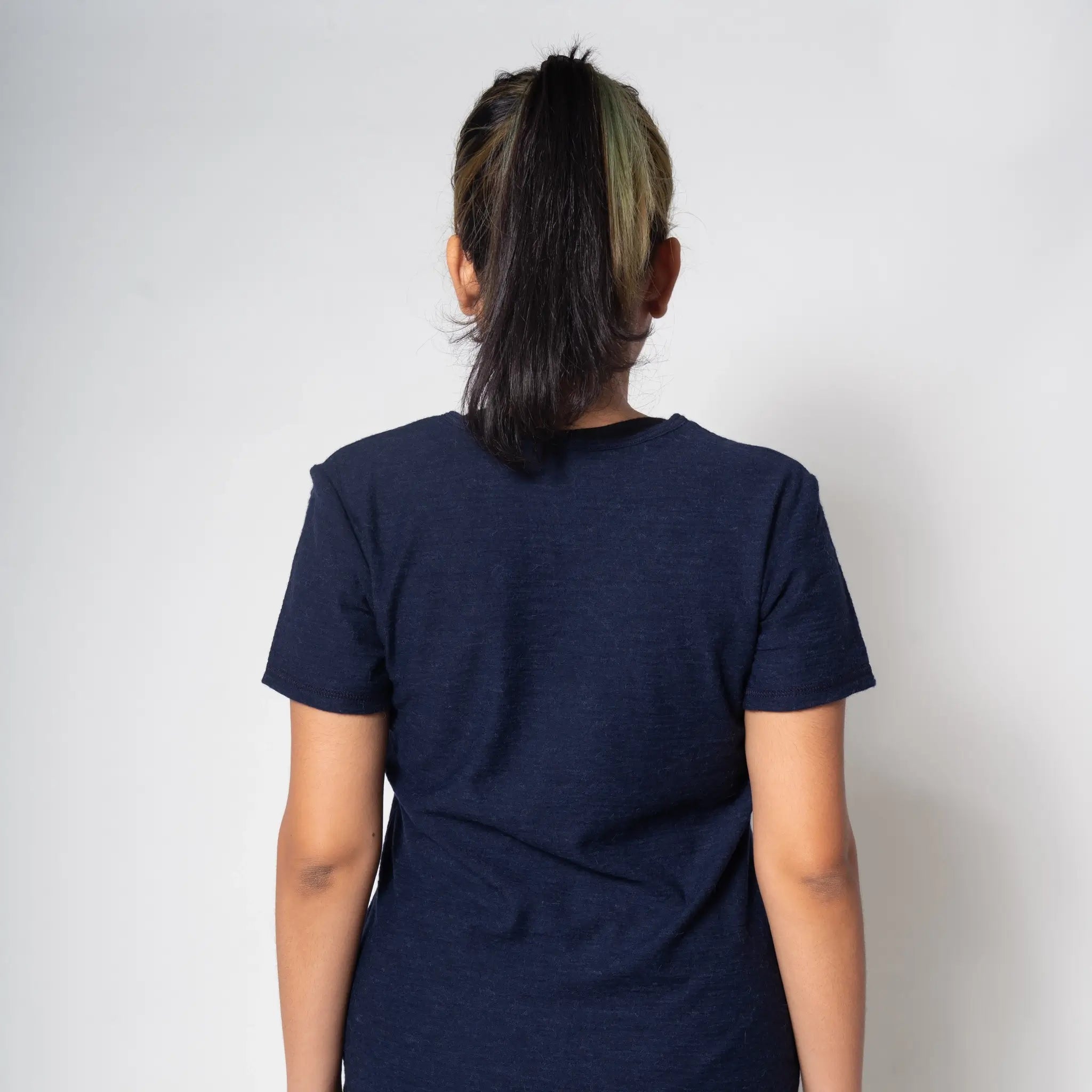 womens crew neck relaxed fit sweat wicking color navy blue