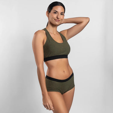 Women's Alpaca Wool Sports Bra: 160 Ultralight color Green