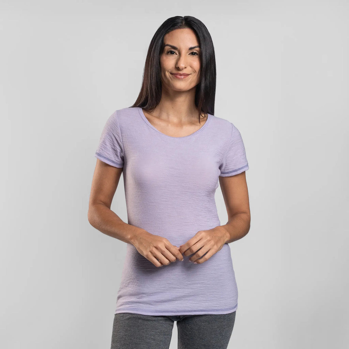 Women's Alpaca Wool T-Shirt: 160 Ultralight Crew Neck color Lilac
