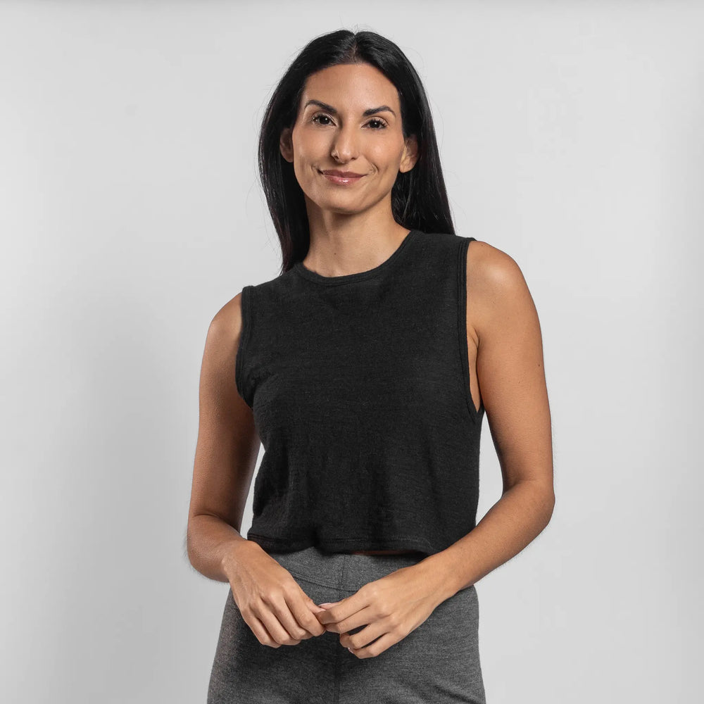 Women's Alpaca Wool Crop Tank Top: 110 Featherweight