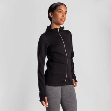 womens eco friendly hoodie jacket full zip color black