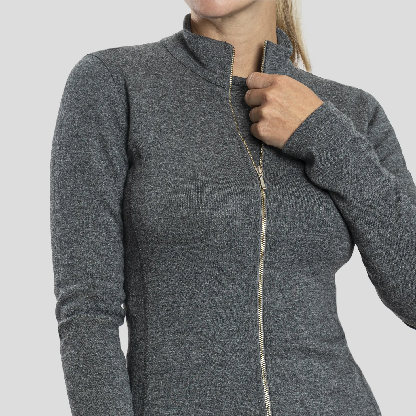 Women's Alpaca Wool Jacket: 420 Midweight Full-Zip color Gray