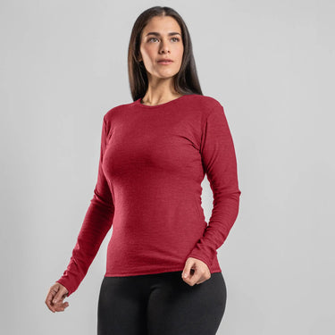 Women's Alpaca Wool Long Sleeve T-Shirt: 160 Ultralight color natural red