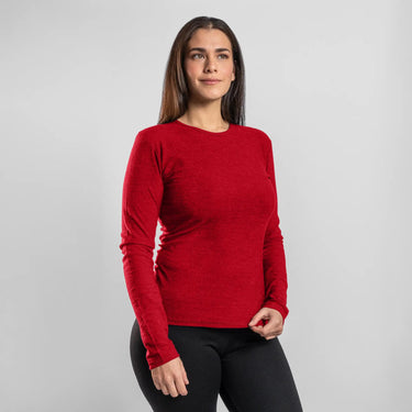 Women's Alpaca Wool Long Sleeve T-Shirt: 160 Ultralight color red