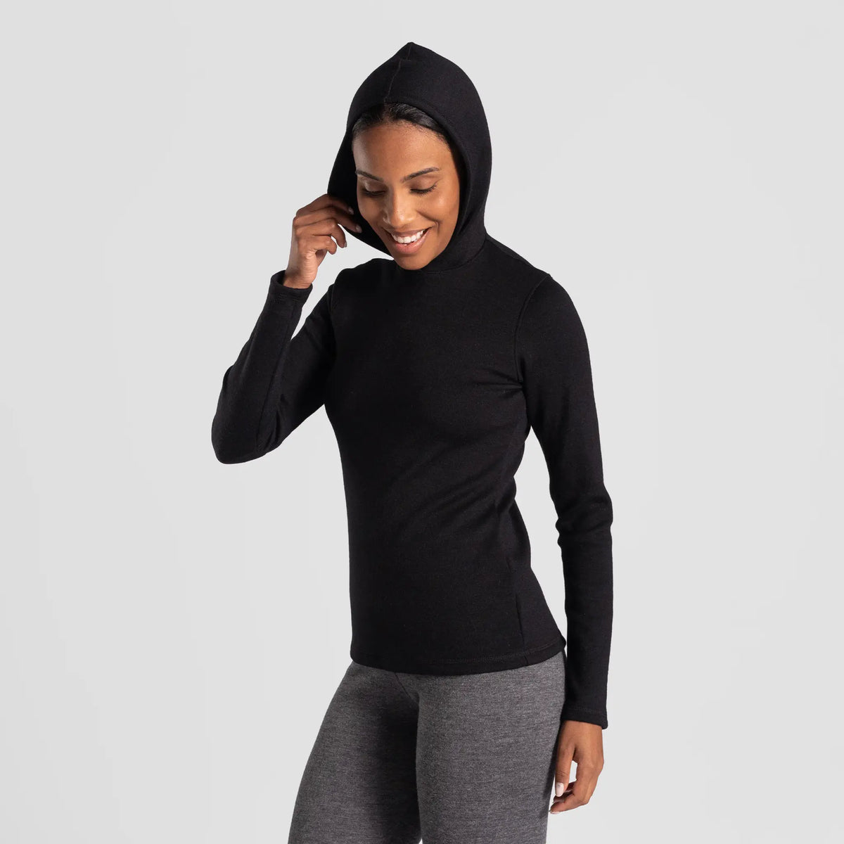 womens eco friendly pullover hoodie midweight color black