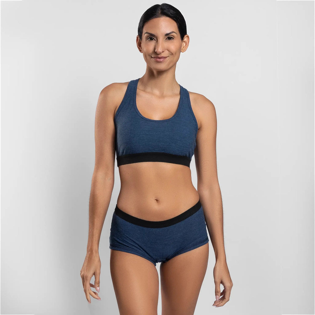 Women's Alpaca Wool Sports Bra: 160 Ultralight color Natural Blue