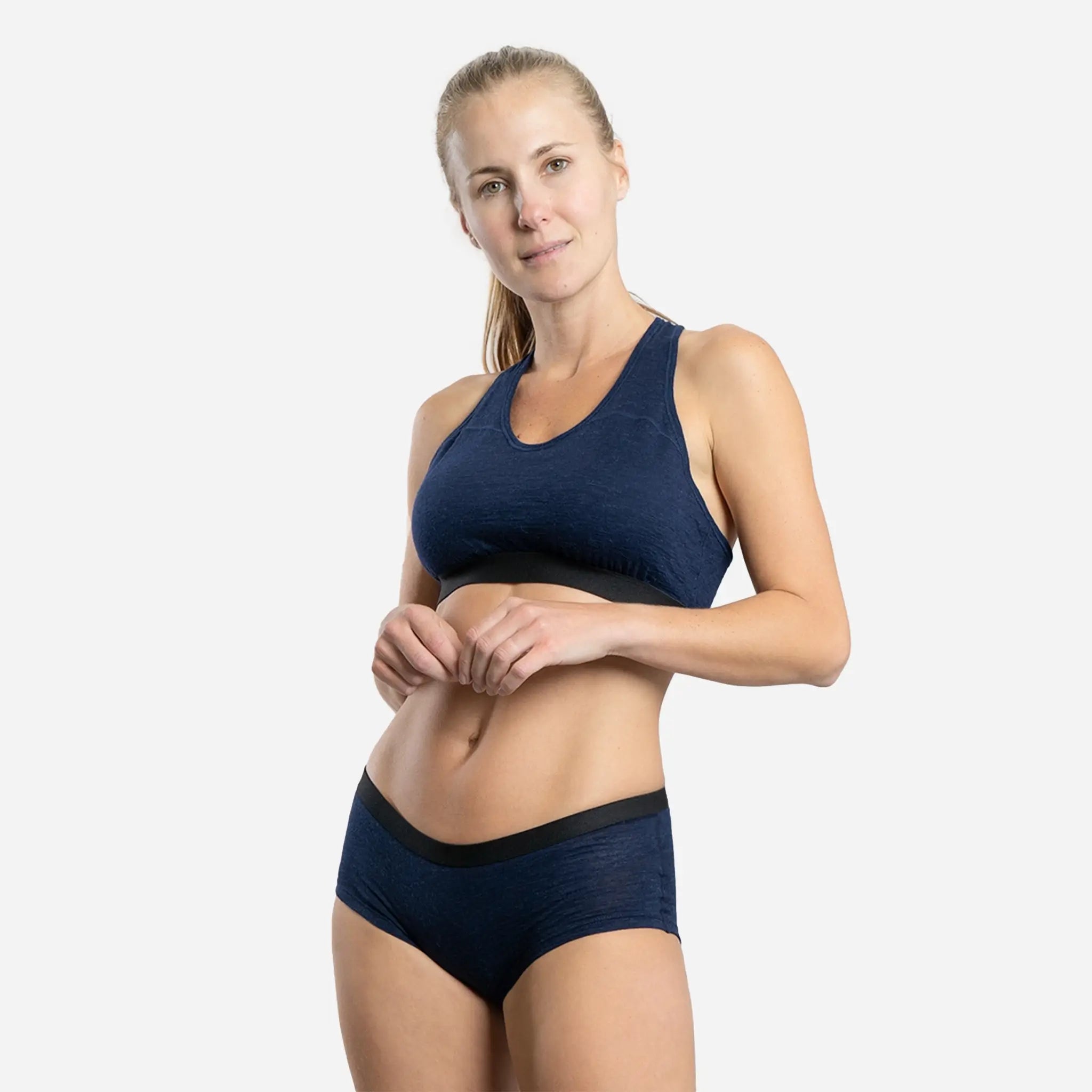 Outdoor Clothing Womens Alpaca Wool Sports Bra 160 Ultralight color navy blue