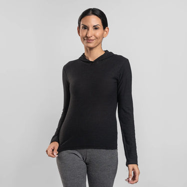 womens eco friendly sun hoodie ultralight color black