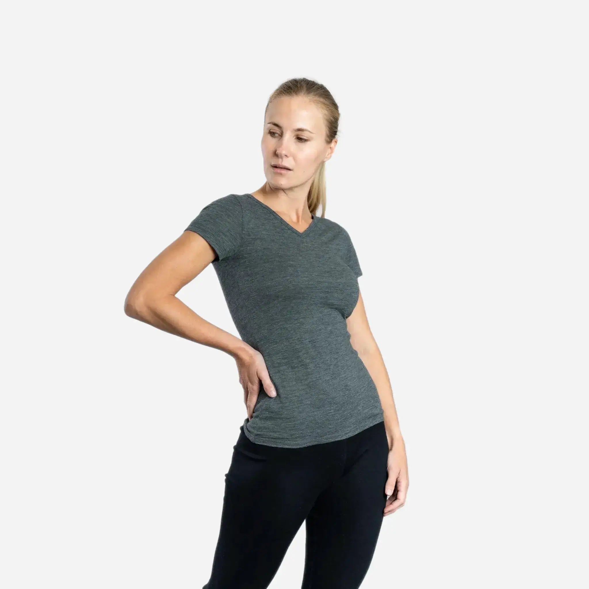 womens eco friendly vneck tshirt color gray