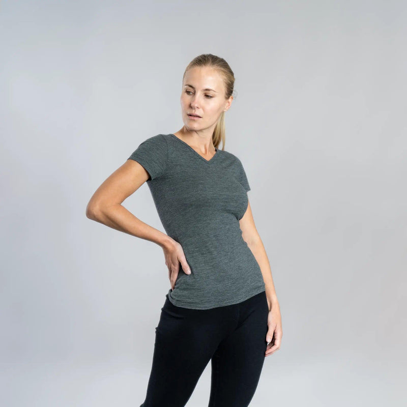 womens eco friendly vneck tshirt color gray