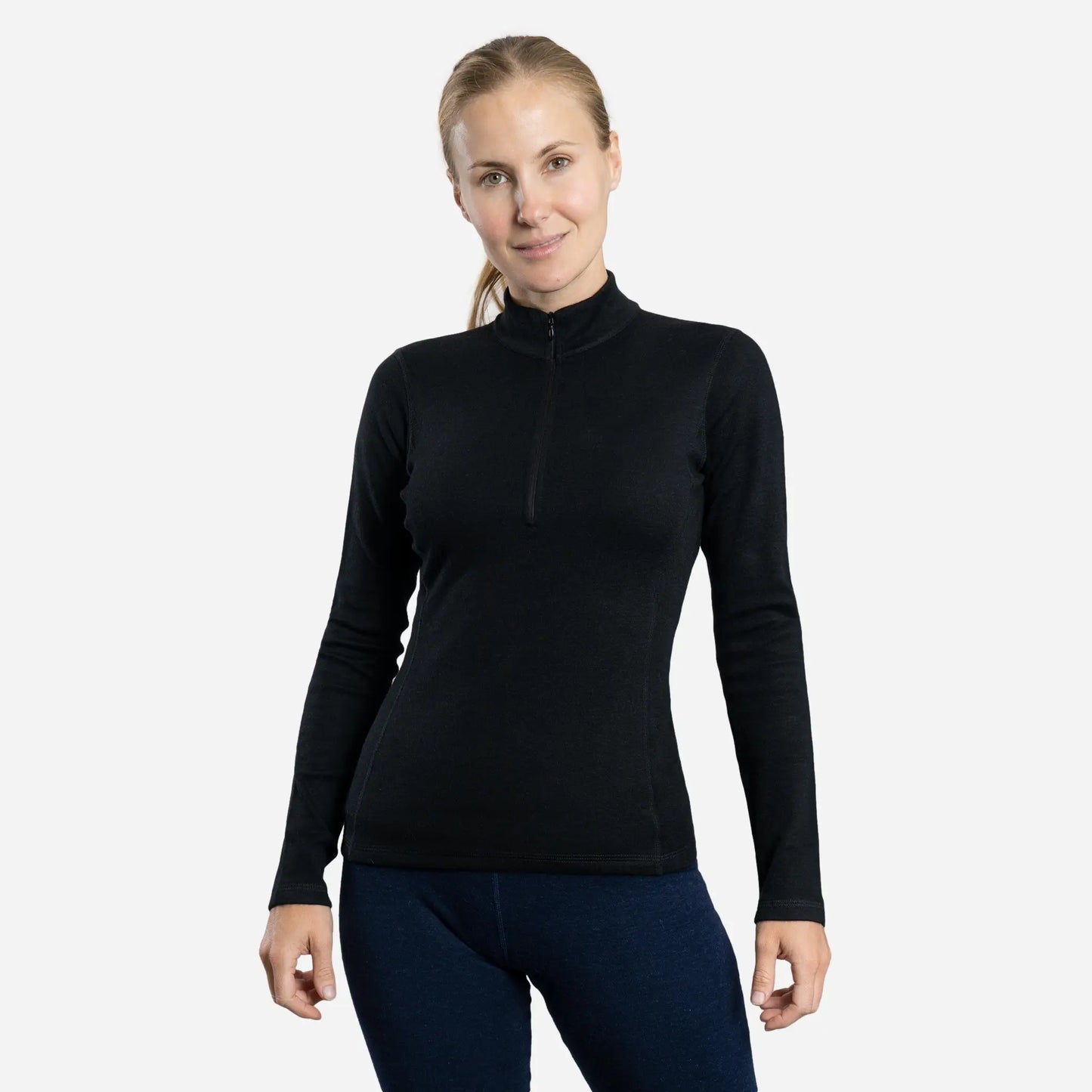 womens ecological baselayer half zip color black