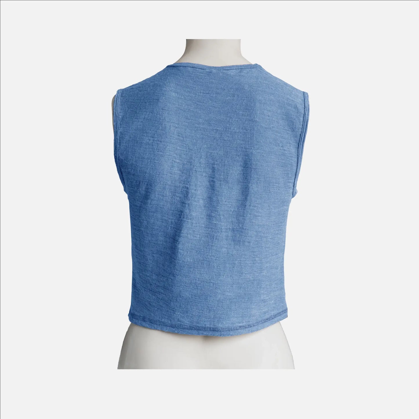 womens ethical alpaca wool crop tank color baby blue