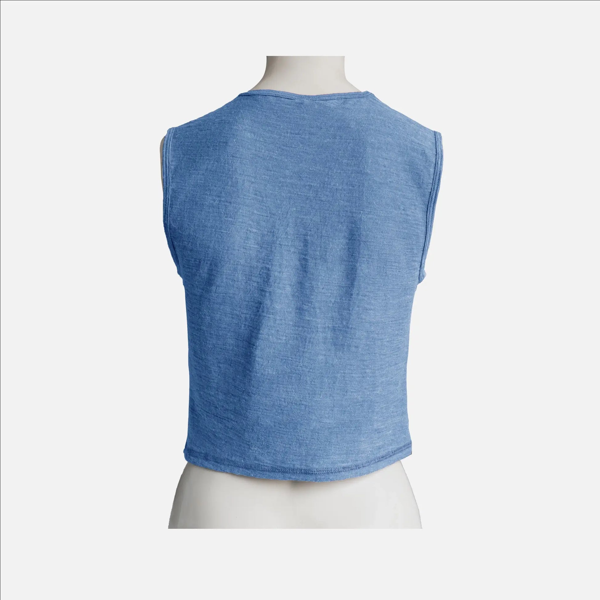 womens ethical alpaca wool crop tank color baby blue
