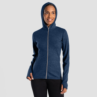 womens fast drying hoodie jacket full zip color natural blue