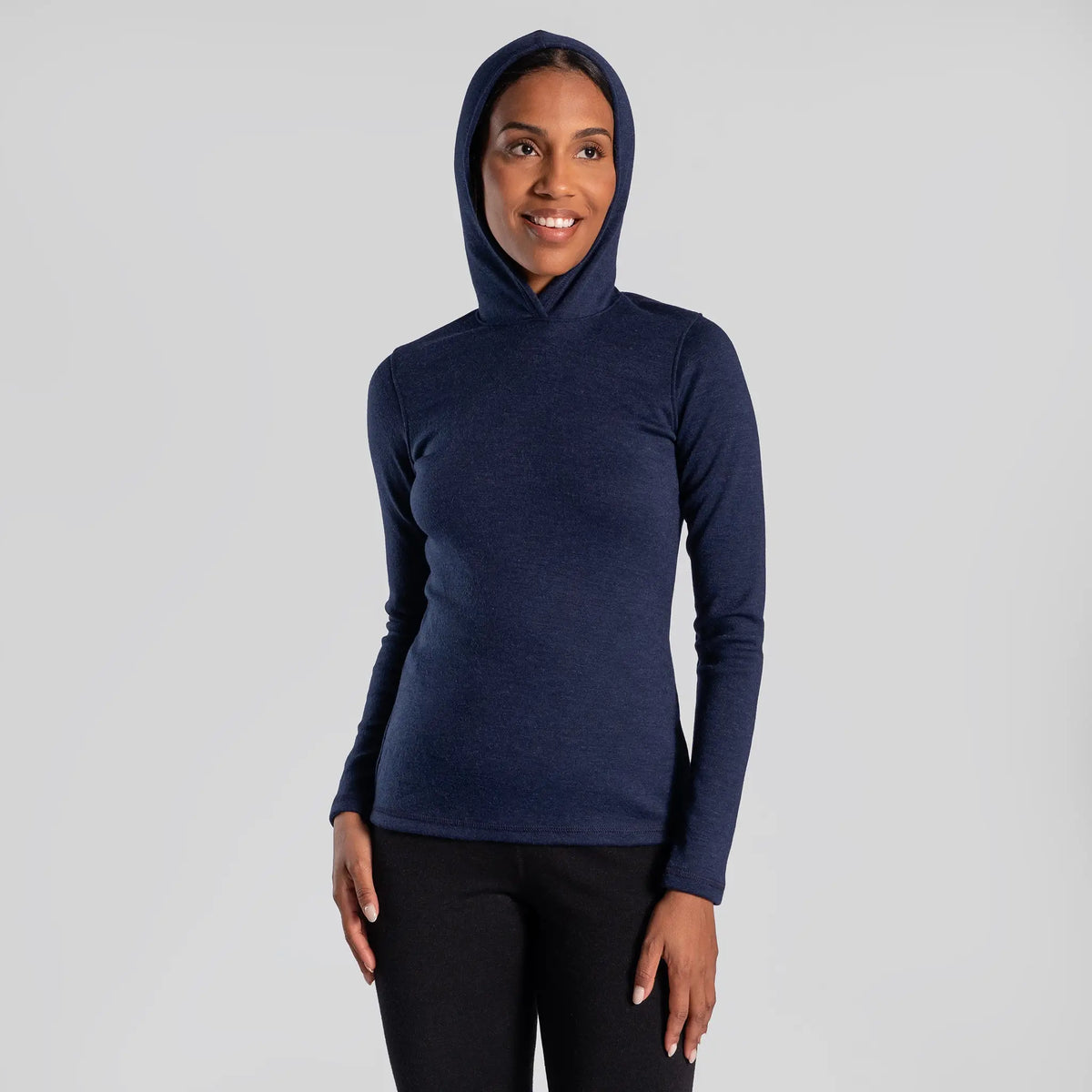 womens fast drying pullover hoodie color navy blue