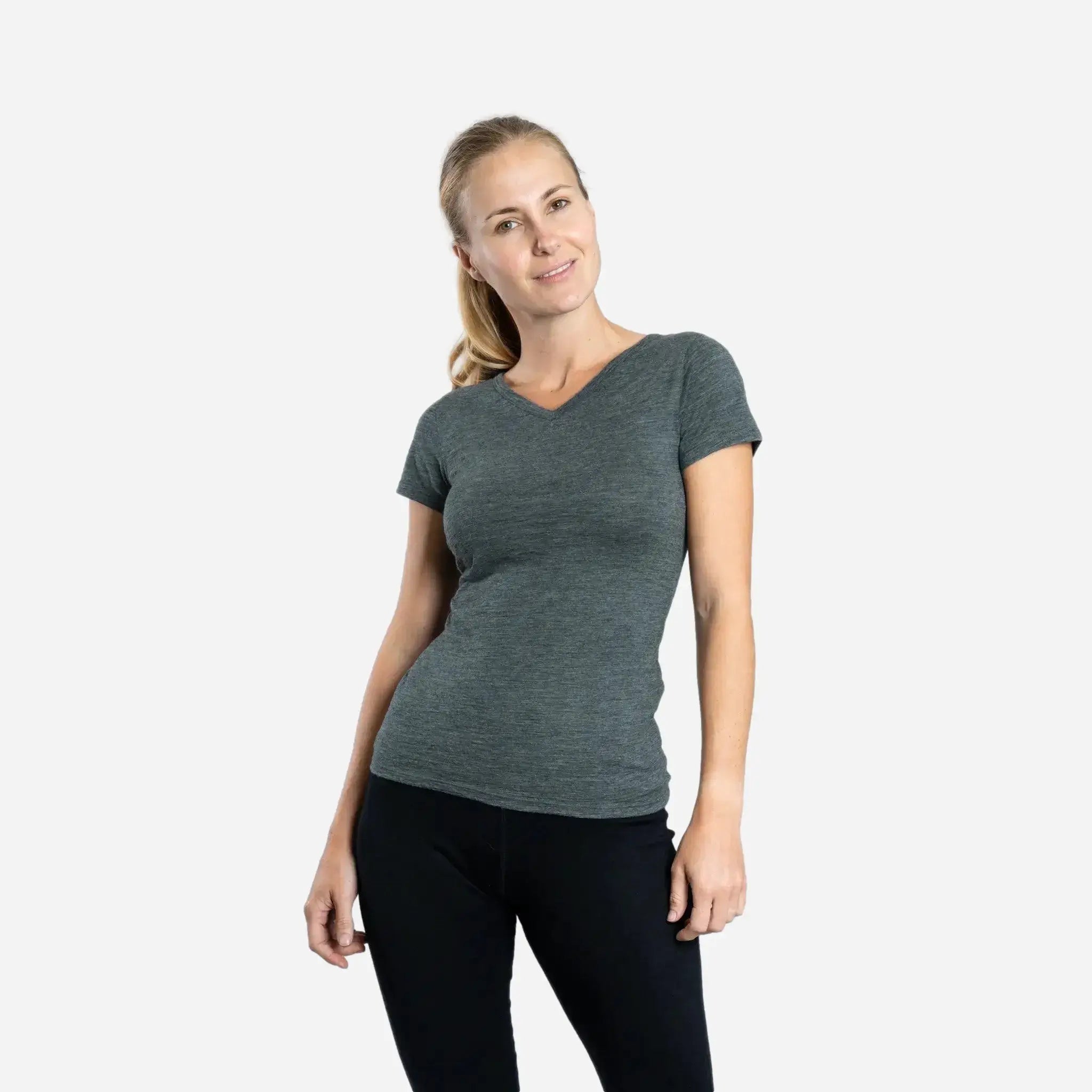 womens fast drying vneck tshirt color gray