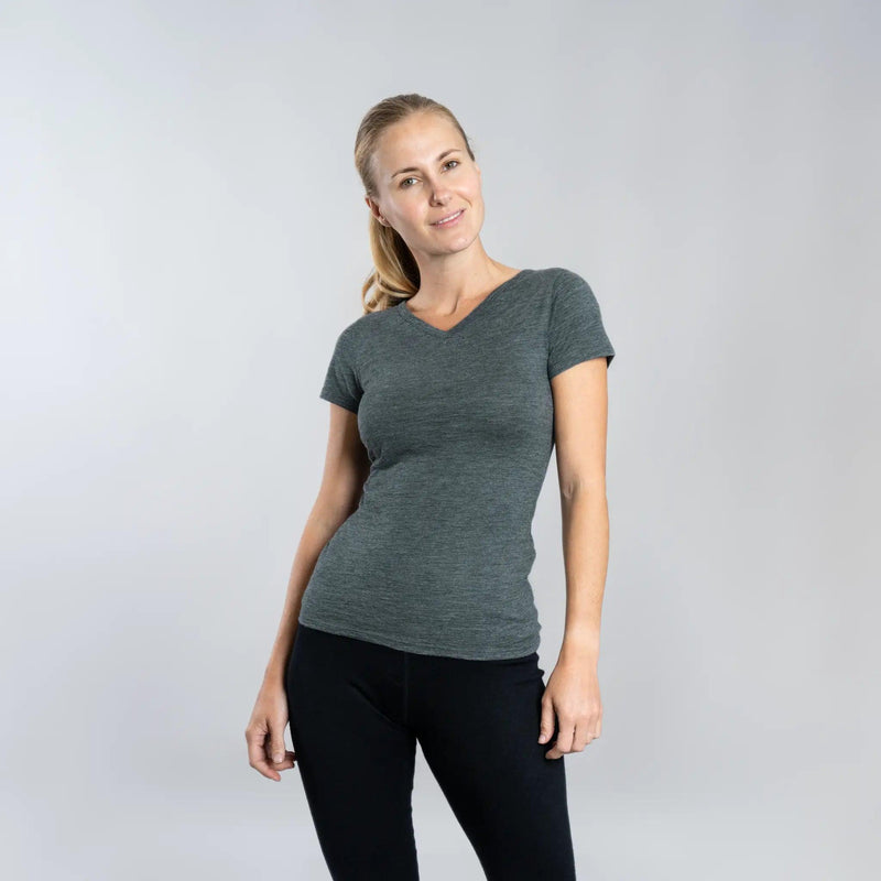 womens fast drying vneck tshirt color gray