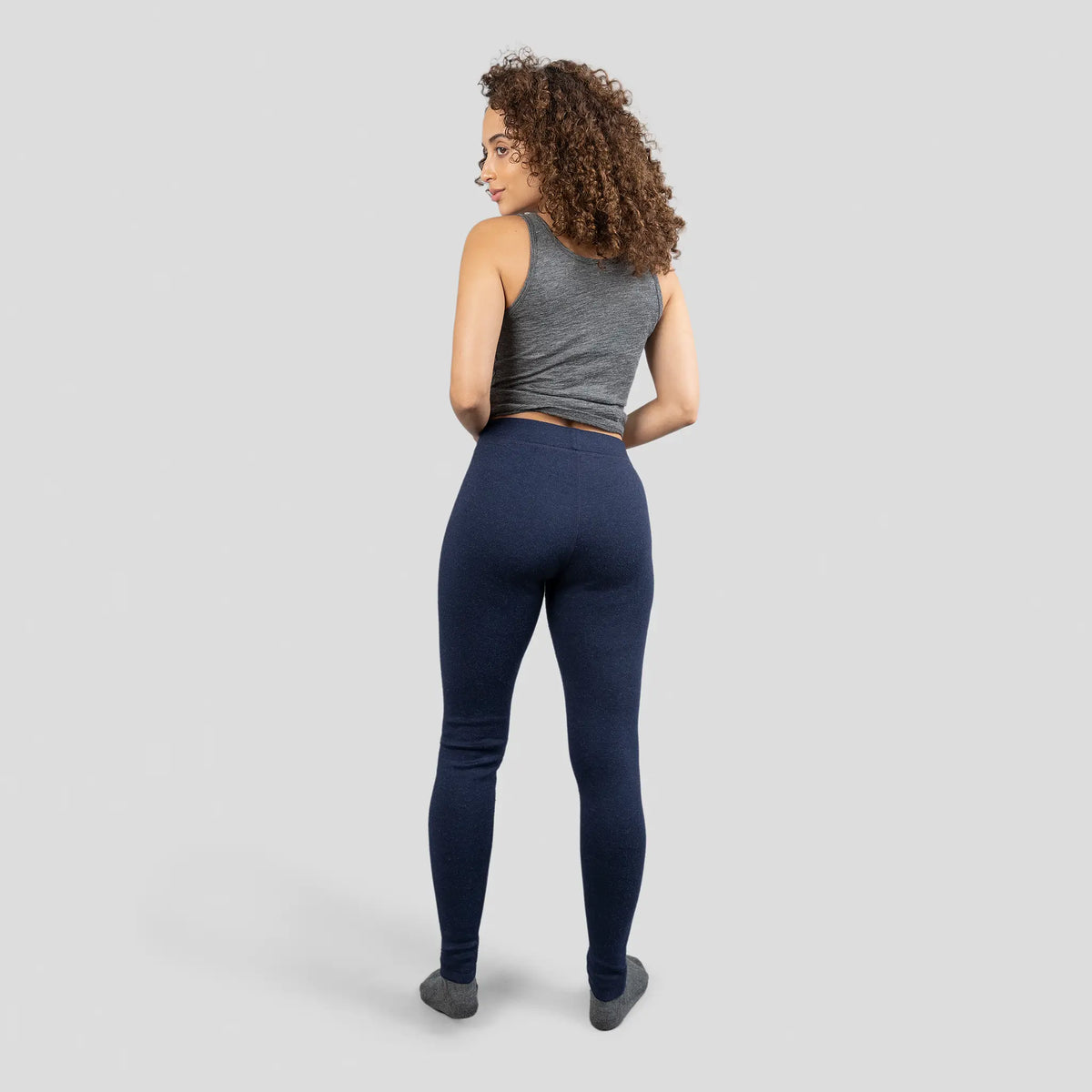 womens fast drying wool leggings color navy blue