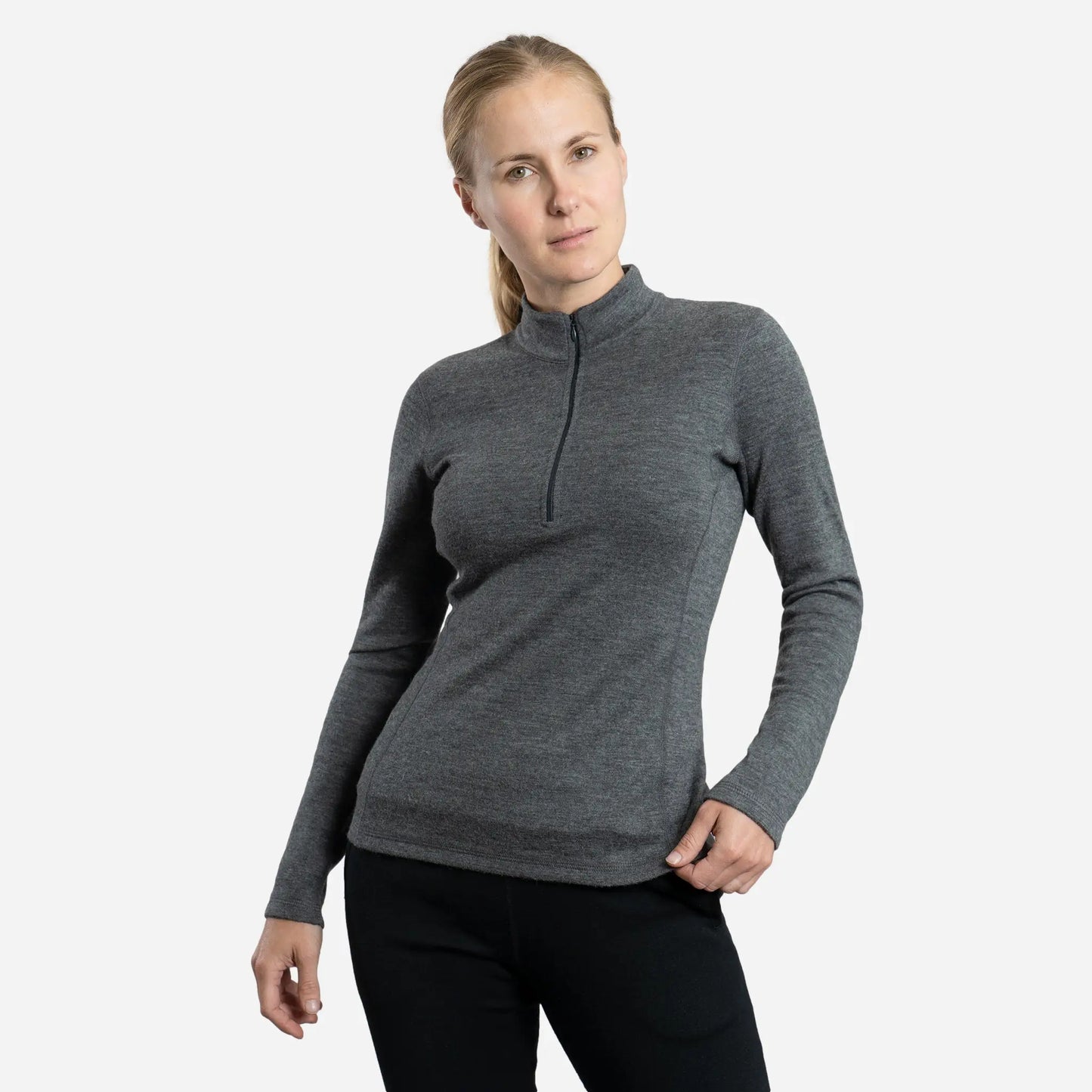 womens functional baselayer half zip color gray