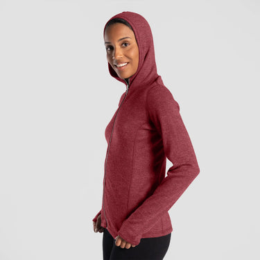 womens functional hoodie jacket full zip color natural red