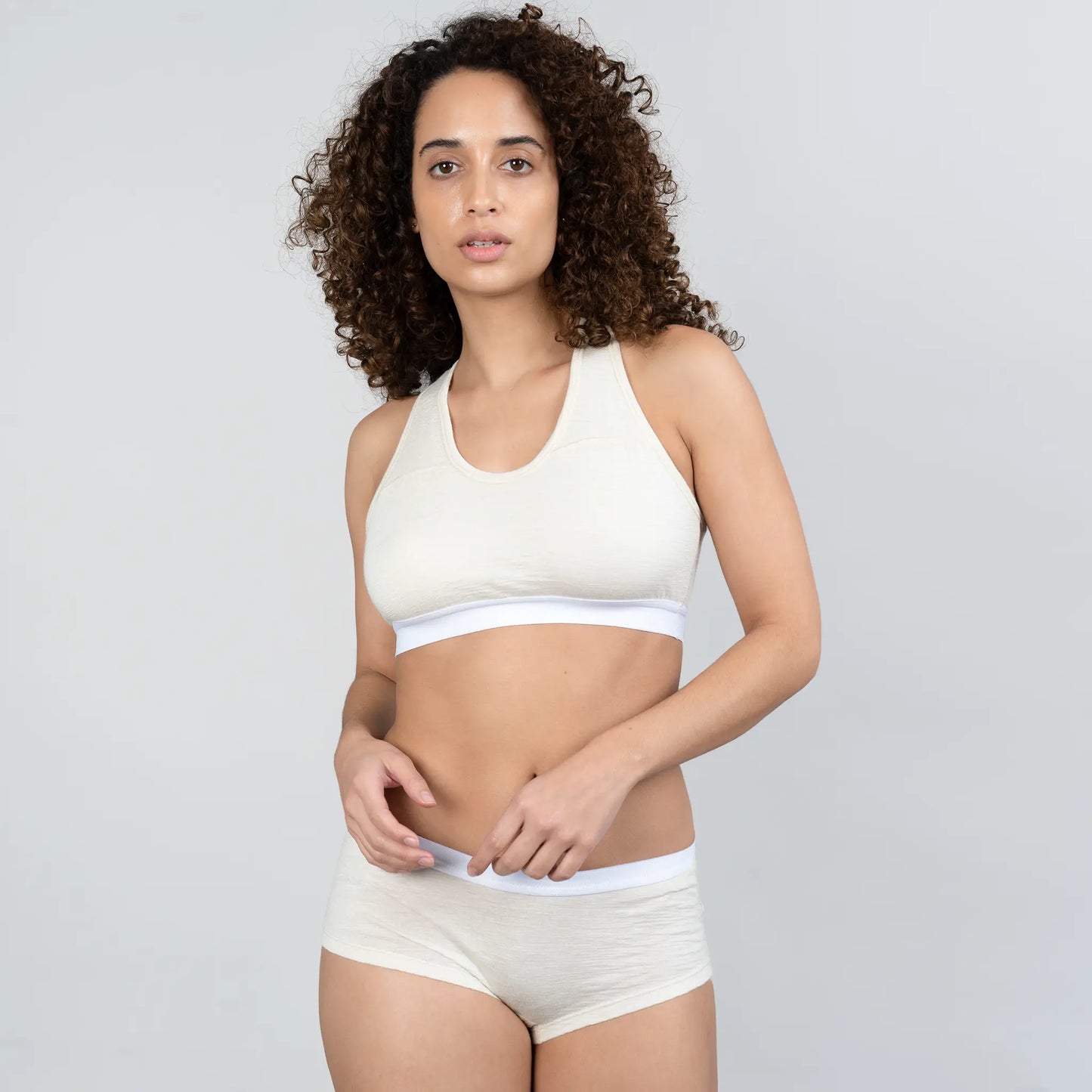 Women's Alpaca Wool Sports Bra: 160 Ultralight color Natural White