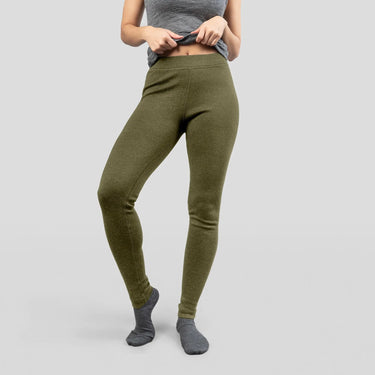 Women's Alpaca Wool Leggings: 420 Midweight color green
