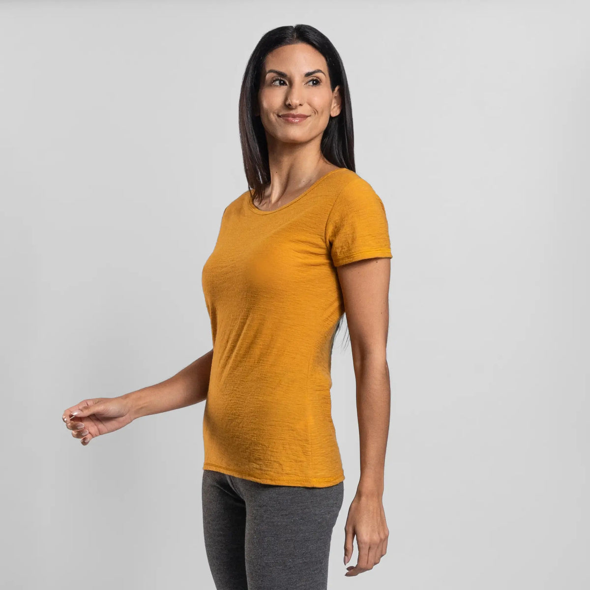 Women's Alpaca Wool T-Shirt: 160 Ultralight Crew Neck color Gold