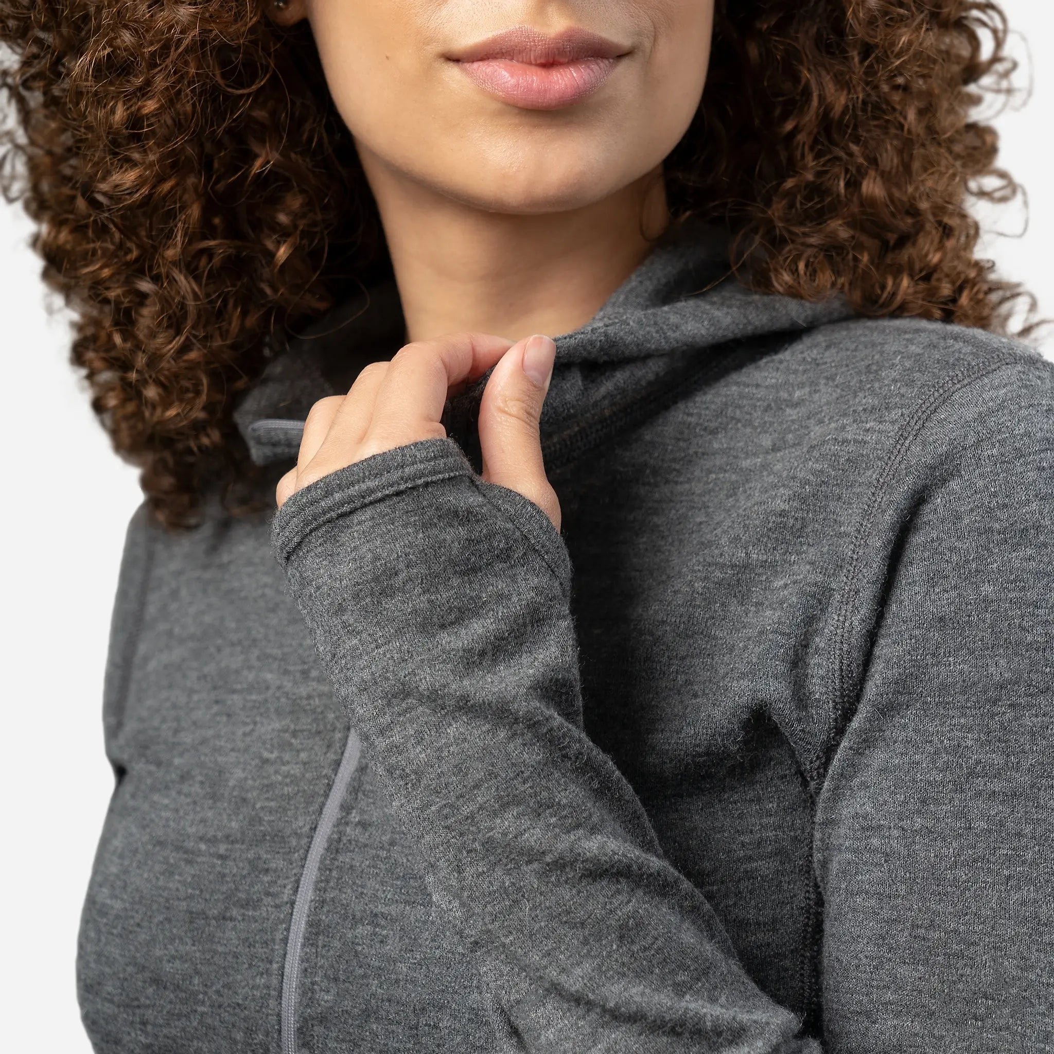 womens high performance baselayer hoodie halfzip color gray