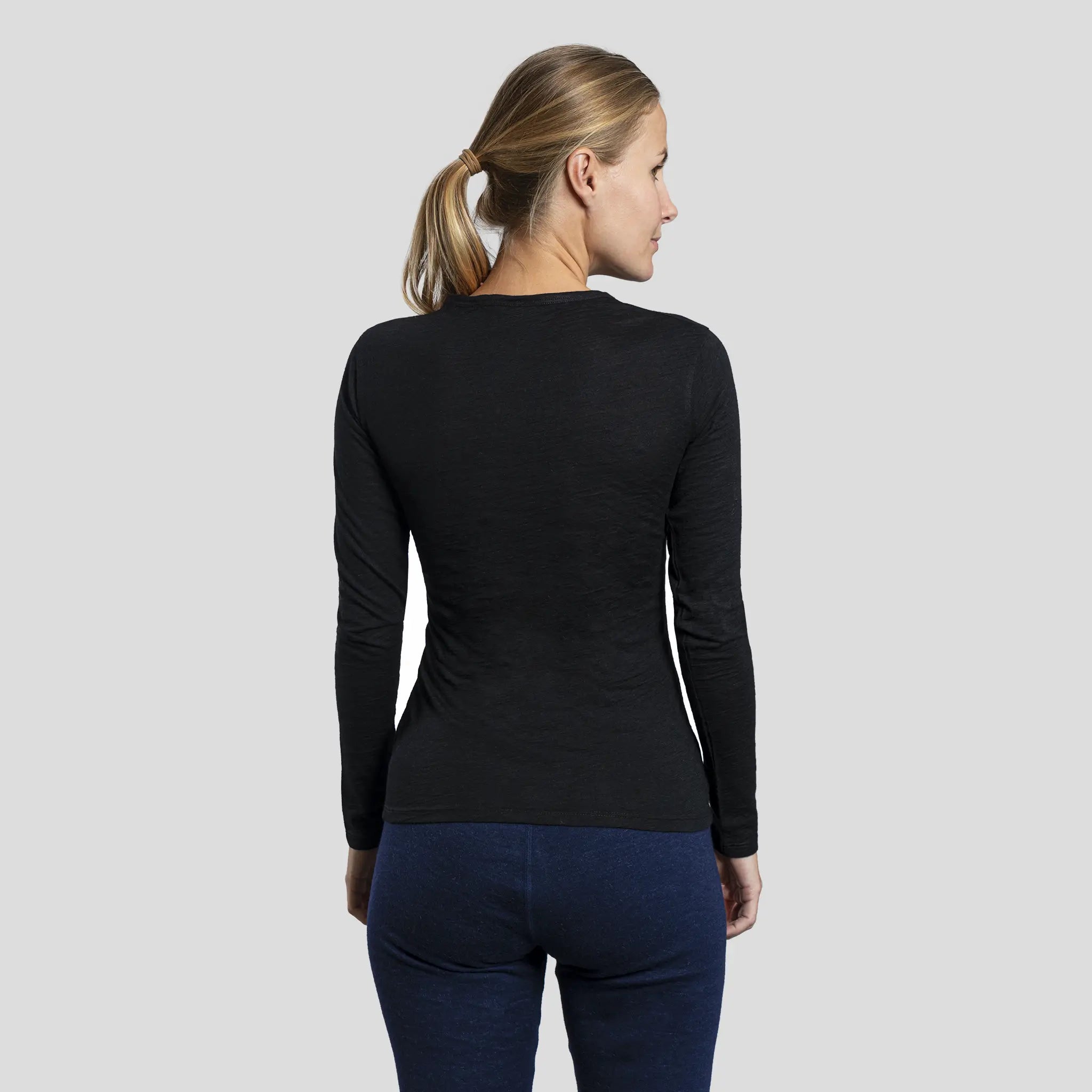 Women's Alpaca Wool Long Sleeve Shirt: 160 Ultralight color Black