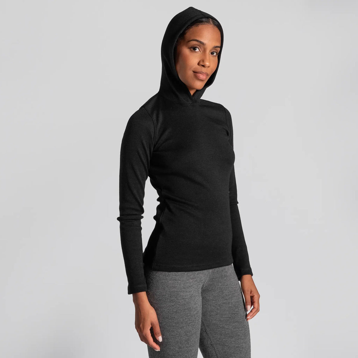 womens high performance pullover hoodie color black