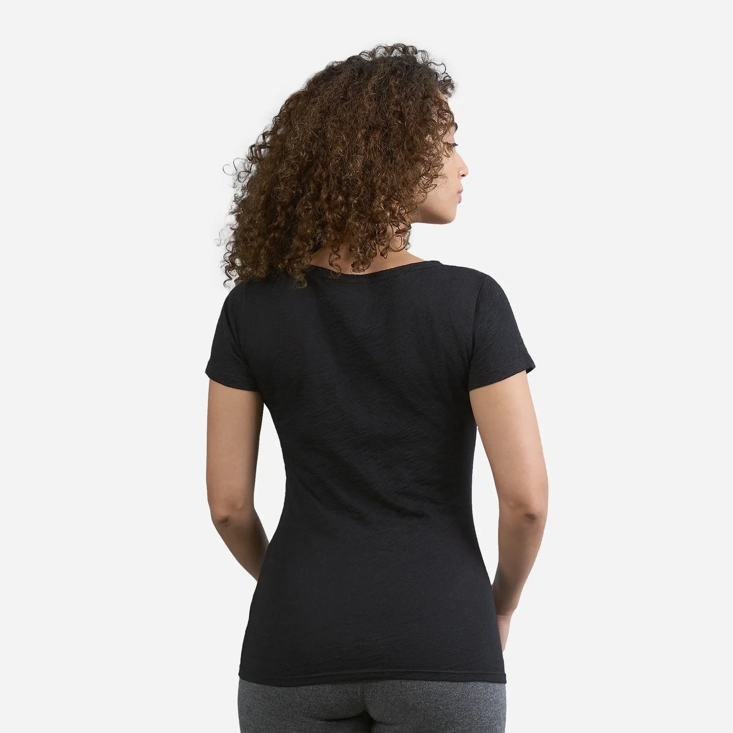 Women's Alpaca Wool T-Shirt: 160 Ultralight Crew Neck color black