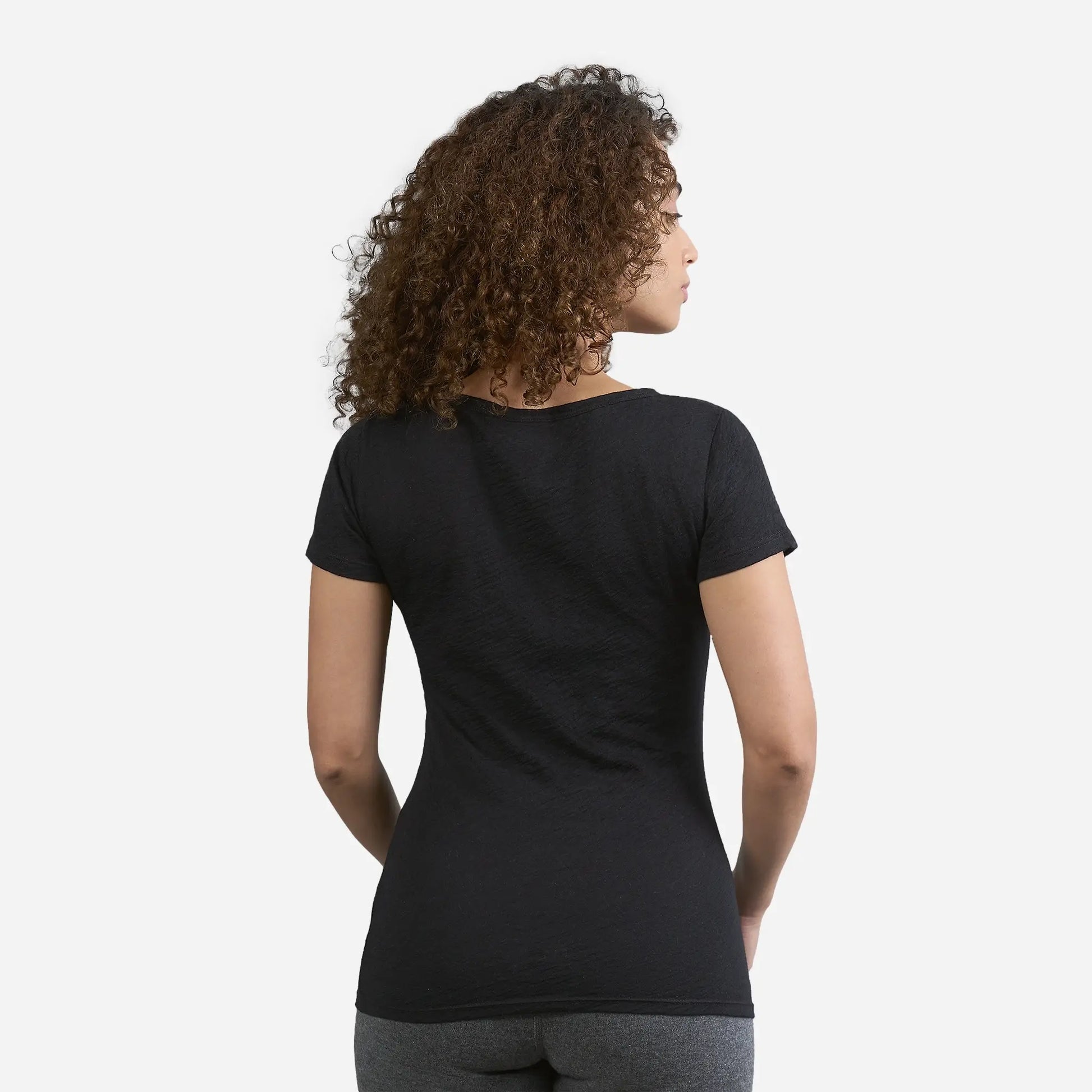 Women's Alpaca Wool T-Shirt: 160 Ultralight Crew Neck color black