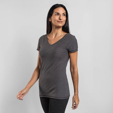 Women's Alpaca Wool T-Shirt: 160 Ultralight V-Neck color gray
