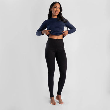 womens high performance wool leggings midweight color black