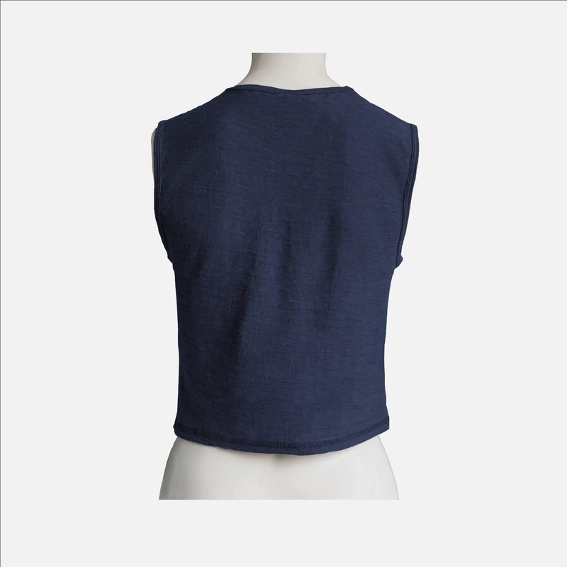womens highly breathable crop tank ultralight color navy blue