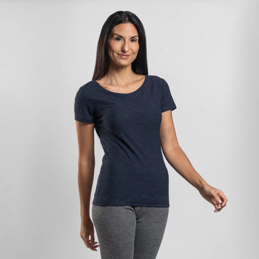 womens highly breathable tshirt crew neck color navy blue