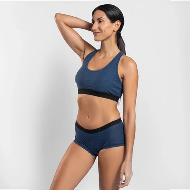 Women's Alpaca Wool Sports Bra: 160 Ultralight color Natural Blue