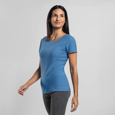 Women's Alpaca Wool T-Shirt: 160 Ultralight Crew Neck color Baby Blue