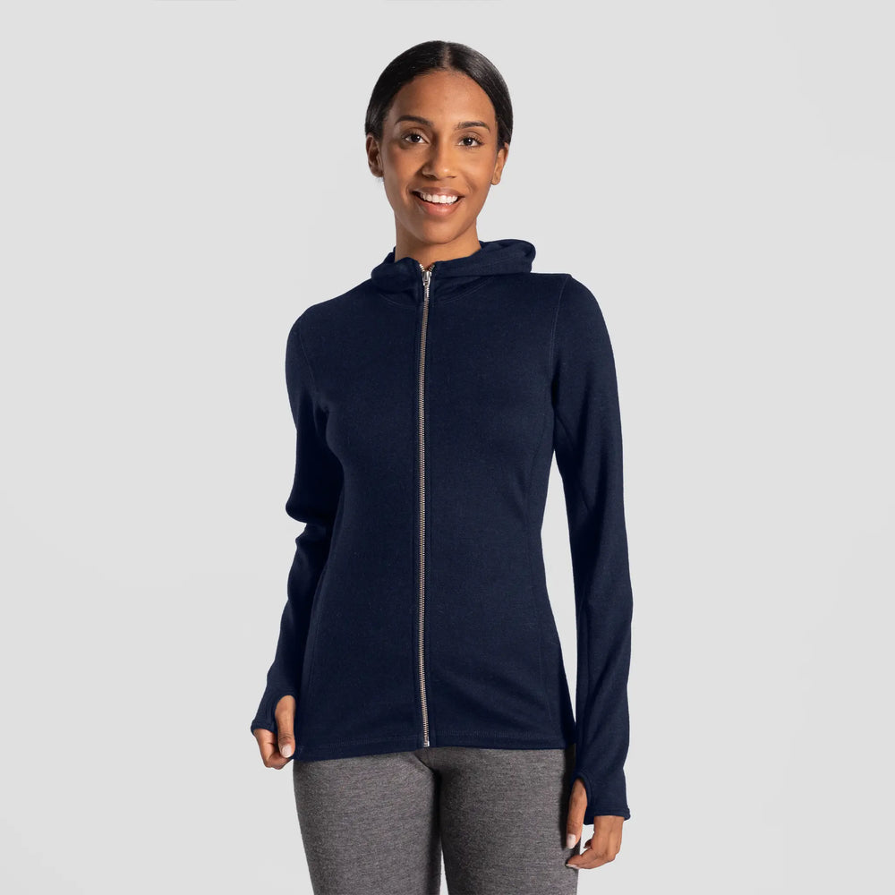 Women's Alpaca Wool Hoodie Jacket: 420 Midweight Full-Zip