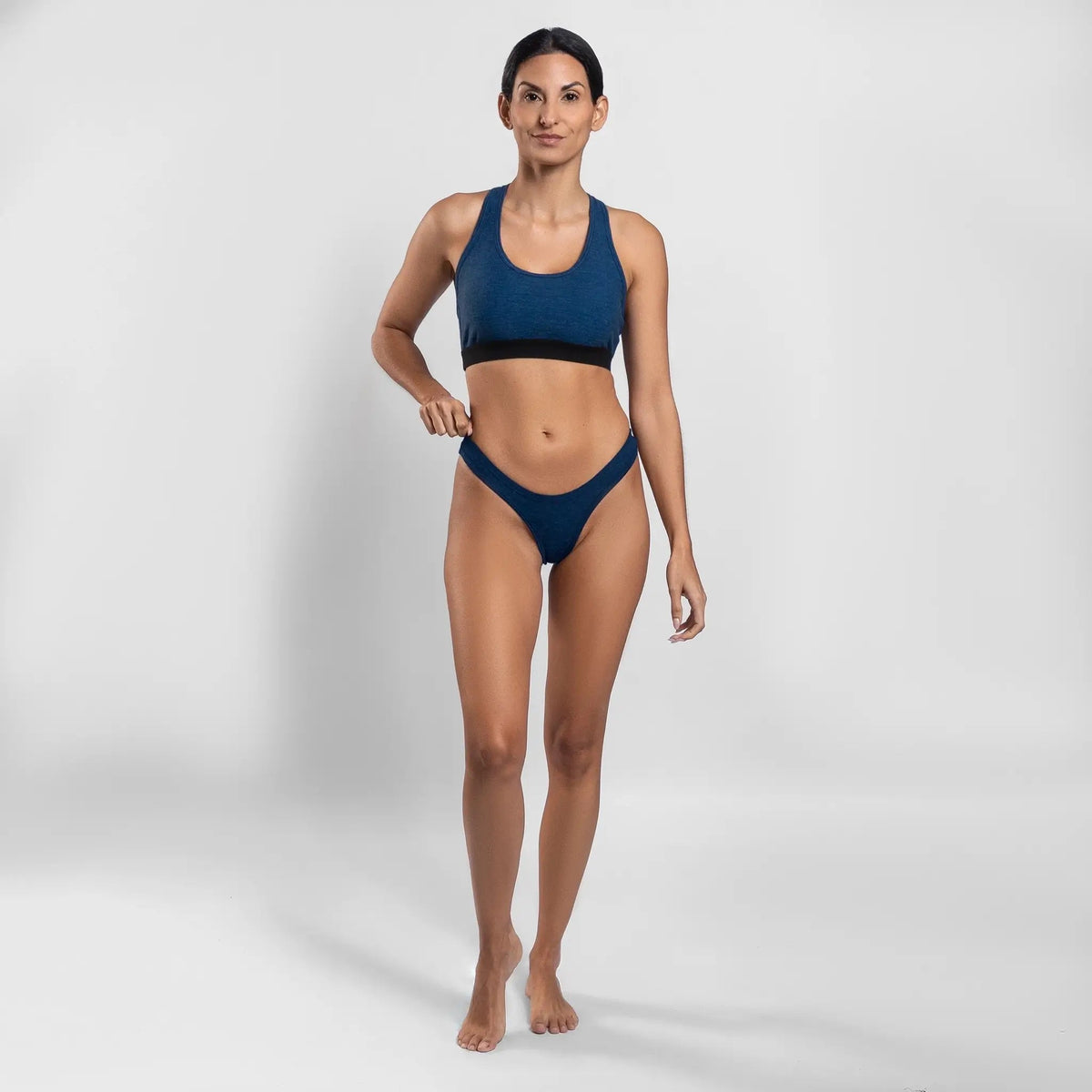 Women's Alpaca Wool Thong: 160 Ultralight color Natural Blue