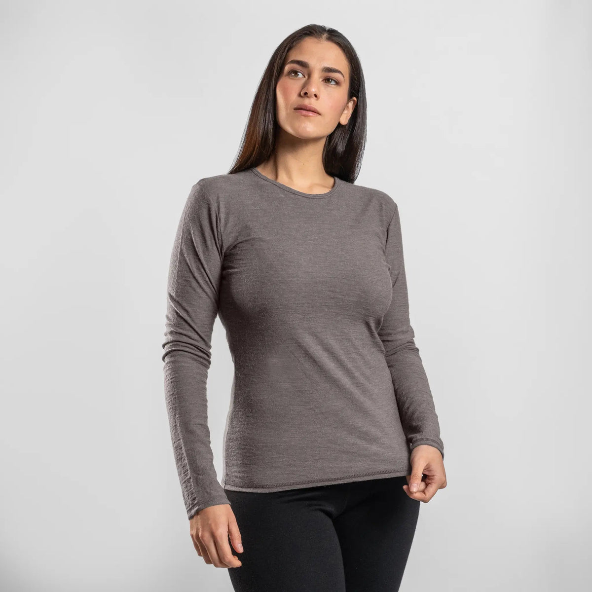 Women's Alpaca Wool Long Sleeve T-Shirt: 160 Ultralight color natural gray