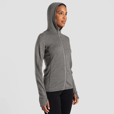 womens moisture wicking hoodie jacket full zip color natural gray