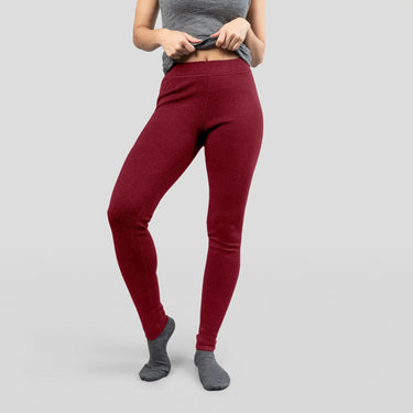 Women's Alpaca Wool Leggings: 420 Midweight color maroon