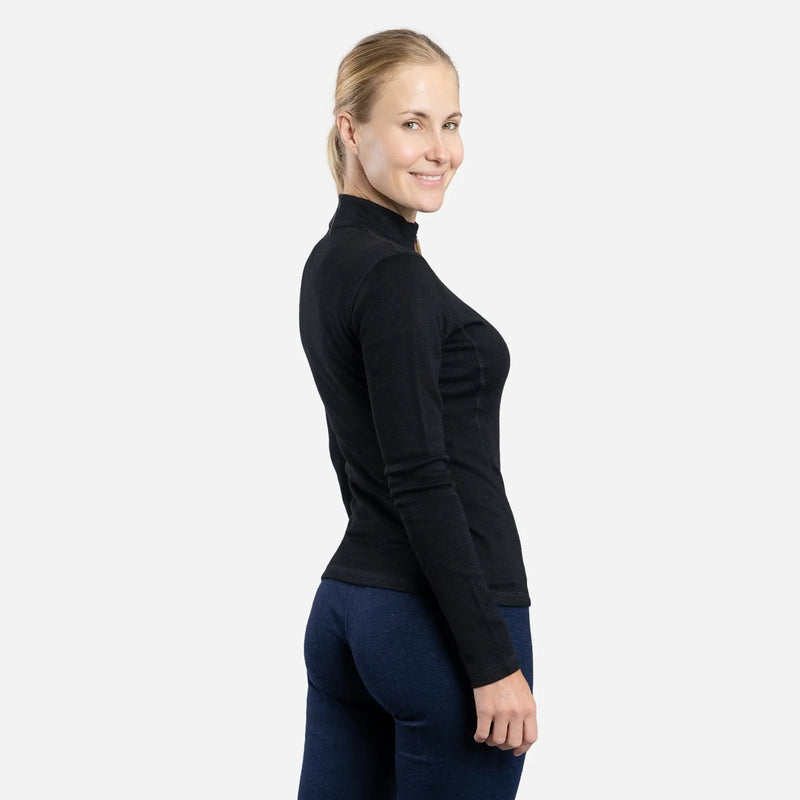 womens most comfortable baselayer half zip color black